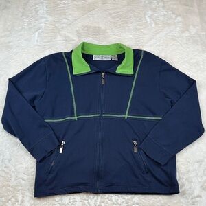 Needle & Thread Navy Jacket with Green Trim